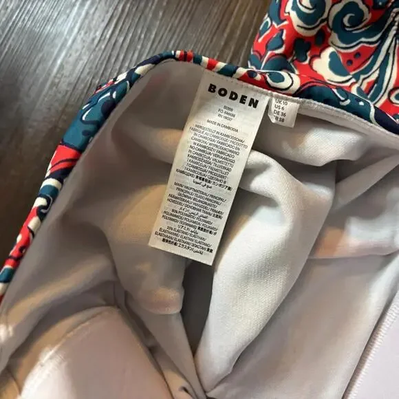 Boden Red Scarf Bandeau One Piece Swimsuit Women's Size 6 Halter Top - Picture 8 of 9